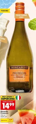 Wino Biscardo Prosecco Frizzante półwytrawne białe włoskie promocja w Biedronka