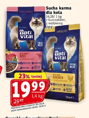 Sucha karma dla kota z wołowiną OptiVital promocja w Prim Market