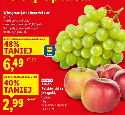 Winogrona jasne bezpestkowe promocja w Lidl