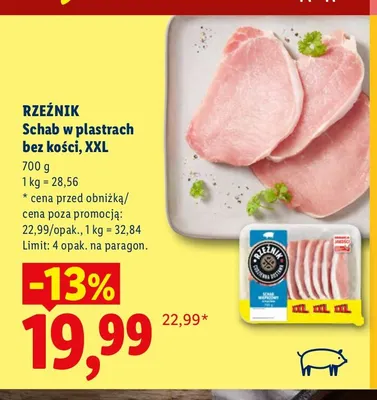 Schab w plastrach bez kości XXL Rzeźnik promocja w Lidl