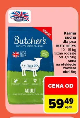 Karma sucha dla psa Butcher's 10-15 kg promocja w Carrefour
