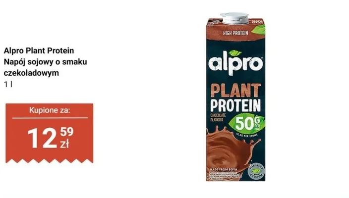 Napój sojowy Alpro Plant Protein o smaku czekoladowym promocja w Biedronka