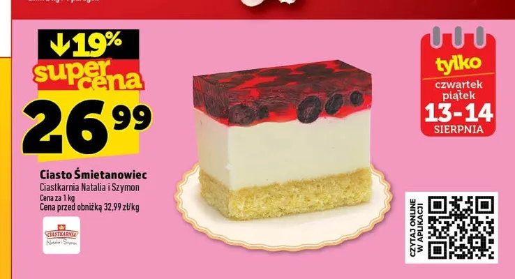 Ciasto Śmietanowiec promocja w TOPAZ