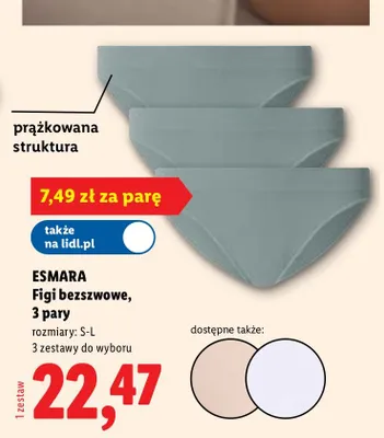 Figi bezszwowe Esmara 3-pak promocja w Lidl