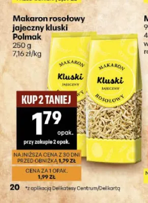Makaron rosołowy jajeczny kluski Polmak promocja w Delikatesy Centrum