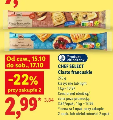 Ciasto francuskie klasyczne Chef Select promocja w Lidl