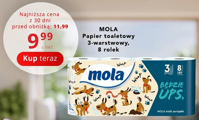 Papier toaletowy Mola 3-warstwowy 8-pak promocja w Poczta Polska
