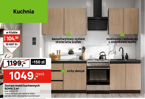 Zestaw mebli kuchennych ROMA 2 m² promocja w Leroy Merlin