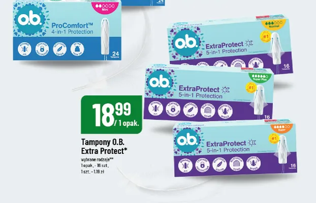 Tampony o.b. ExtraProtect Super promocja w POLOmarket
