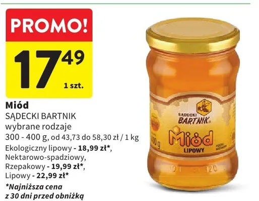 Miód wybrane rodzaje promocja w Intermarche