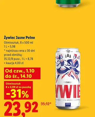 Piwo Żywiec 8-pak 500 ml promocja w Lidl