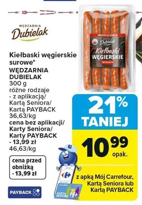 Kiełbaski węgierskie surowe promocja w Carrefour Market