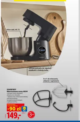 Robot kuchenny Silvercrest czarny 600W promocja w Lidl