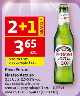 Piwo Peroni Nastro Azzurro 0.0 bezalkoholowe promocja w Auchan