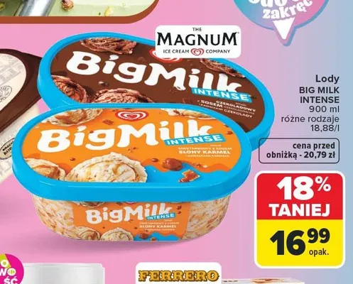 Lody Big Milk Intense promocja w Carrefour
