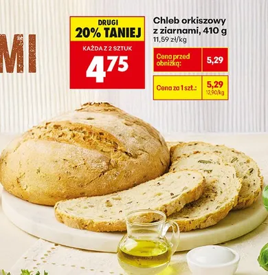 Chleb orkiszowy z ziarnami promocja w Biedronka