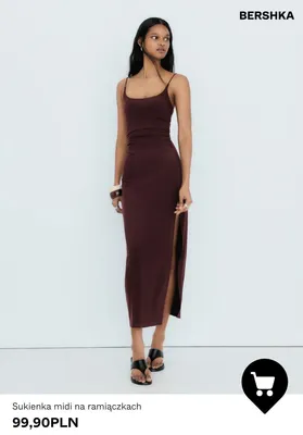 Sukienka midi na ramiączkach Bershka promocja w Bershka