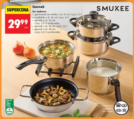 Garnek o śr. 18 cm i poj. 1,2 l Smukee promocja w Biedronka