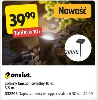 Solarny łańcuch świetlny 10 el. 5,5 m promocja w Jula