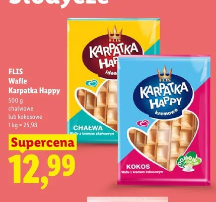 Wafle Karpatka Happy kokosowe Flis promocja w Lidl