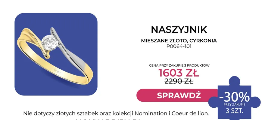 Naszyjnik mieszane złoto cyrkonia Briju PO064-101 promocja w Briju