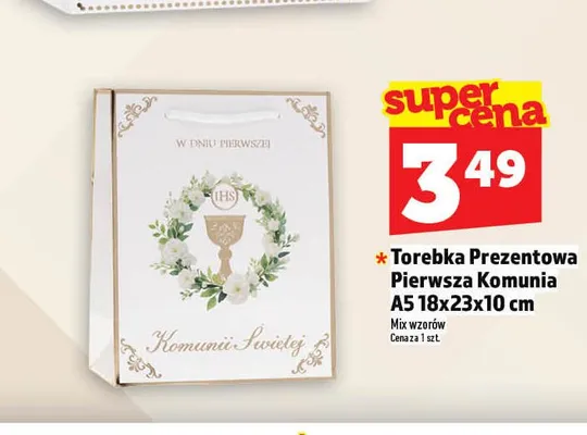 Torebka Prezentowa Pierwsza Komunia A5 18x23x10cm promocja w TOPAZ