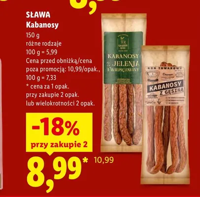 Kabanosy z jelenia i wieprzowiny Sława promocja w Lidl