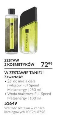 Zestaw żel do mycia ciała i włosów Full Speed Metaenergy + woda toaletowa Full Speed promocja w AVON