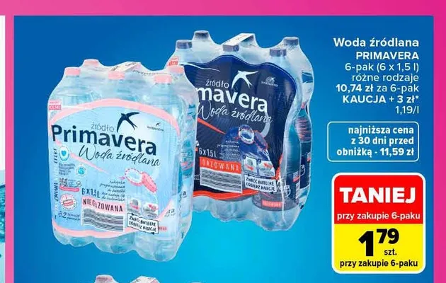 Woda źródlana Primavera promocja w Carrefour
