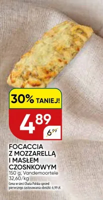 Focaccia z mozzarellą i masłem czosnkowym Vandemoortele promocja w Chata Polska