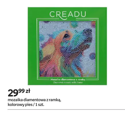 Mozaika diamentowa z ramką kolorowy pies Creadu promocja w Empik