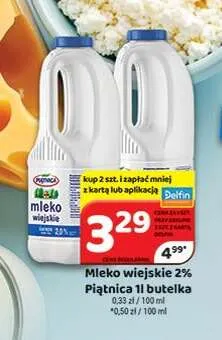 Mleko wiejskie Piątnica 2% promocja w Delfin