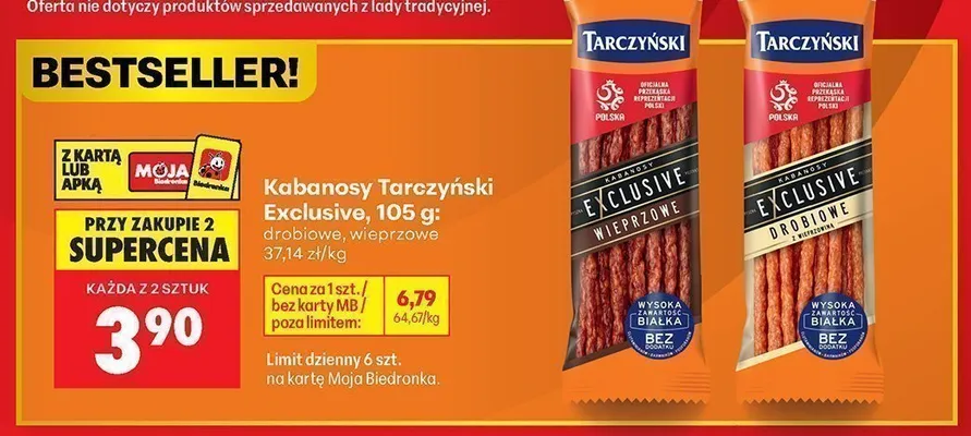 Kabanosy wieprzowe Tarczyński Exclusive promocja w Biedronka