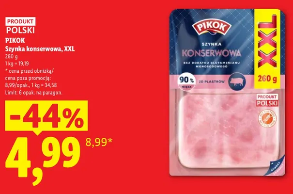 Szynka konserwowa XXL Pikok promocja w Lidl