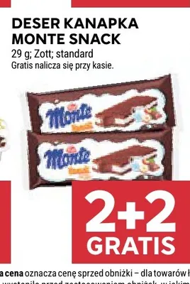Deser kanapka Monte Snack standard Zott promocja w Stokrotka