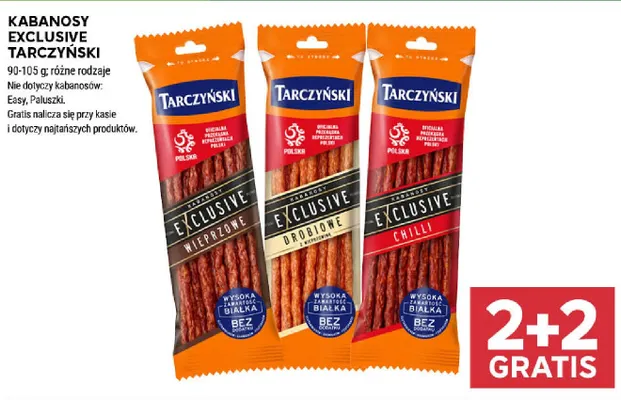 Kabanosy Exclusive drobiowe z wieprzowiną Tarczyński promocja w Stokrotka
