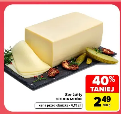 Ser żółty gouda Mońki promocja w Carrefour Market