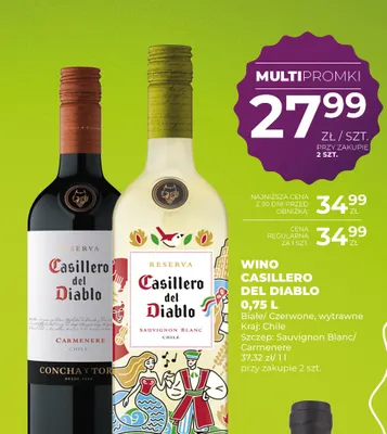 Wino czerwone Casillero del Diablo wytrawne Carmenere promocja w Duży Ben