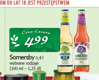 Piwo bezalkoholowe Somersby Pear promocja w CEZAR Delikatesy