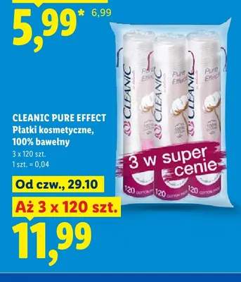Płatki kosmetyczne Cleanic Pure Effect 100% bawełny 3-pak promocja w Lidl