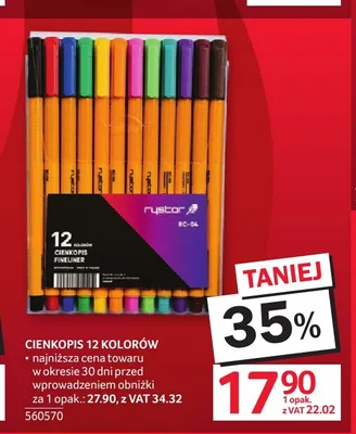 Cienkopis Rystor 12-pak promocja w Selgros