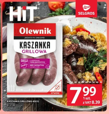 Kaszanka grillowa Olewnik promocja w Selgros
