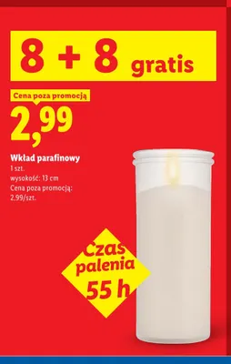 Wkład parafinowy czas palenia 55 h promocja w Lidl