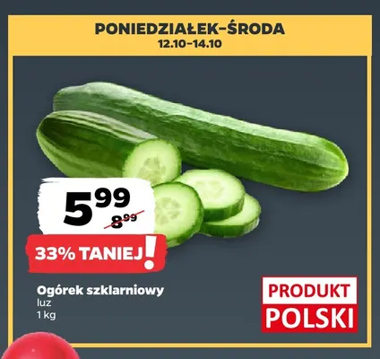 Ogórki szklarniowe promocja w Netto