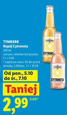 Napój Cytroneta gruszka Tymbark promocja w Lidl