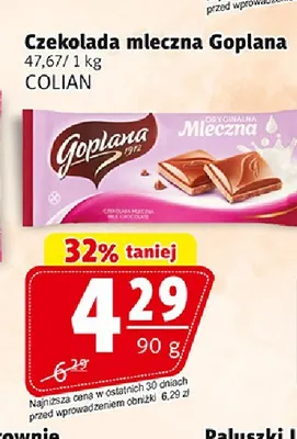 Czekolada mleczna Goplana promocja w Prim Market
