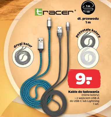 Kable do ładowania z wejściem USB-A do USB-C Tracer promocja w Netto