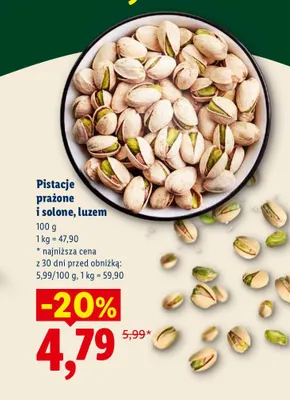 Pistacje prażone i solone luzem promocja w Lidl