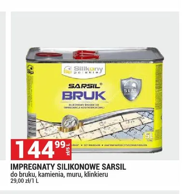 Impregnaty silikonowe Sarsil do bruku, kamienia, muru, klinkieru promocja w Merkury Market