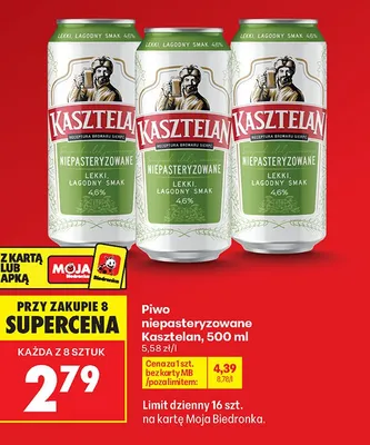 Piwo niepasteryzowane Kasztelan promocja w Biedronka